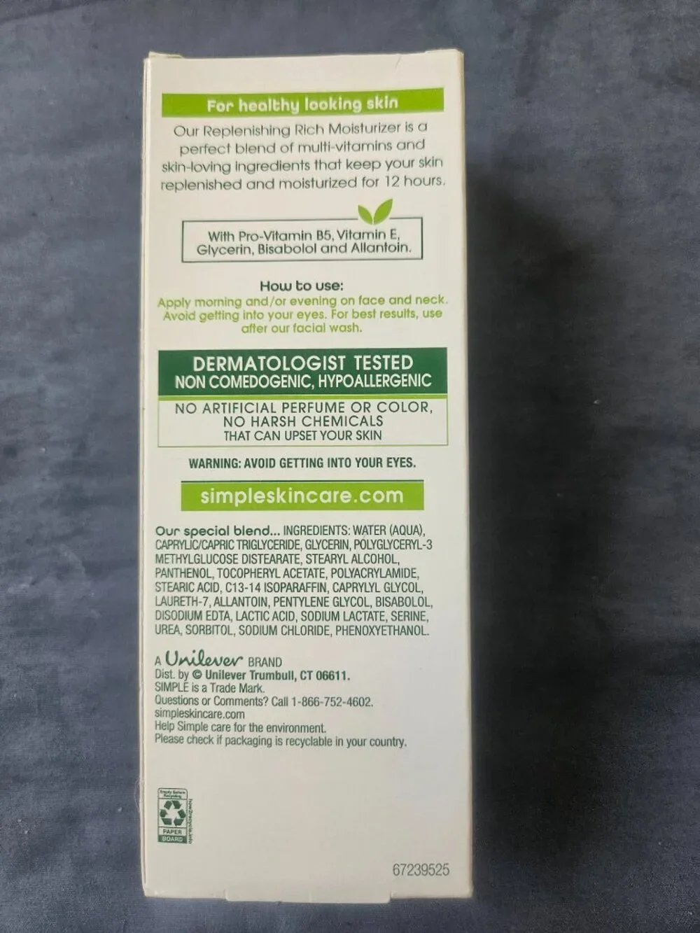 Simple Kind to Skin Replenishing Rich Moisturizer Vitamins B5 & E, 4.2 oz NIB